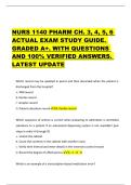 NURS 1140 PHARM CH&period; 3&comma; 4&comma; 5&comma; 6  ACTUAL EXAM STUDY GUIDE&period;  GRADED A&plus;&period; WITH QUESTIONS  AND 100&percnt; VERIFIED ANSWERS&period;  LATEST UPDATE 
