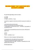 DRIVERS PERMIT TEST QUESTIONS WITH ACCURATE ANSWERS