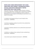 MARYLAND HOME IMPROVEMENT TEST EXAM QUESTIONS AND CORRECT ANSWERS&vert;ACCURATE ACTUAL EXAM WITH FREQUENTLY TESTED QUESTIONS AND STUDY GUIDE
