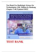 Test Bank for Radiologic Science for Technologists 12th Edition by Bushong &vert; Chapters 1-40 &vert; Updated 2025 &vert; Complete Q&A with Rationales