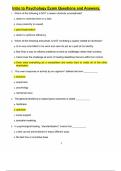 Intro to Psychology Exam Questions and Answers&period;