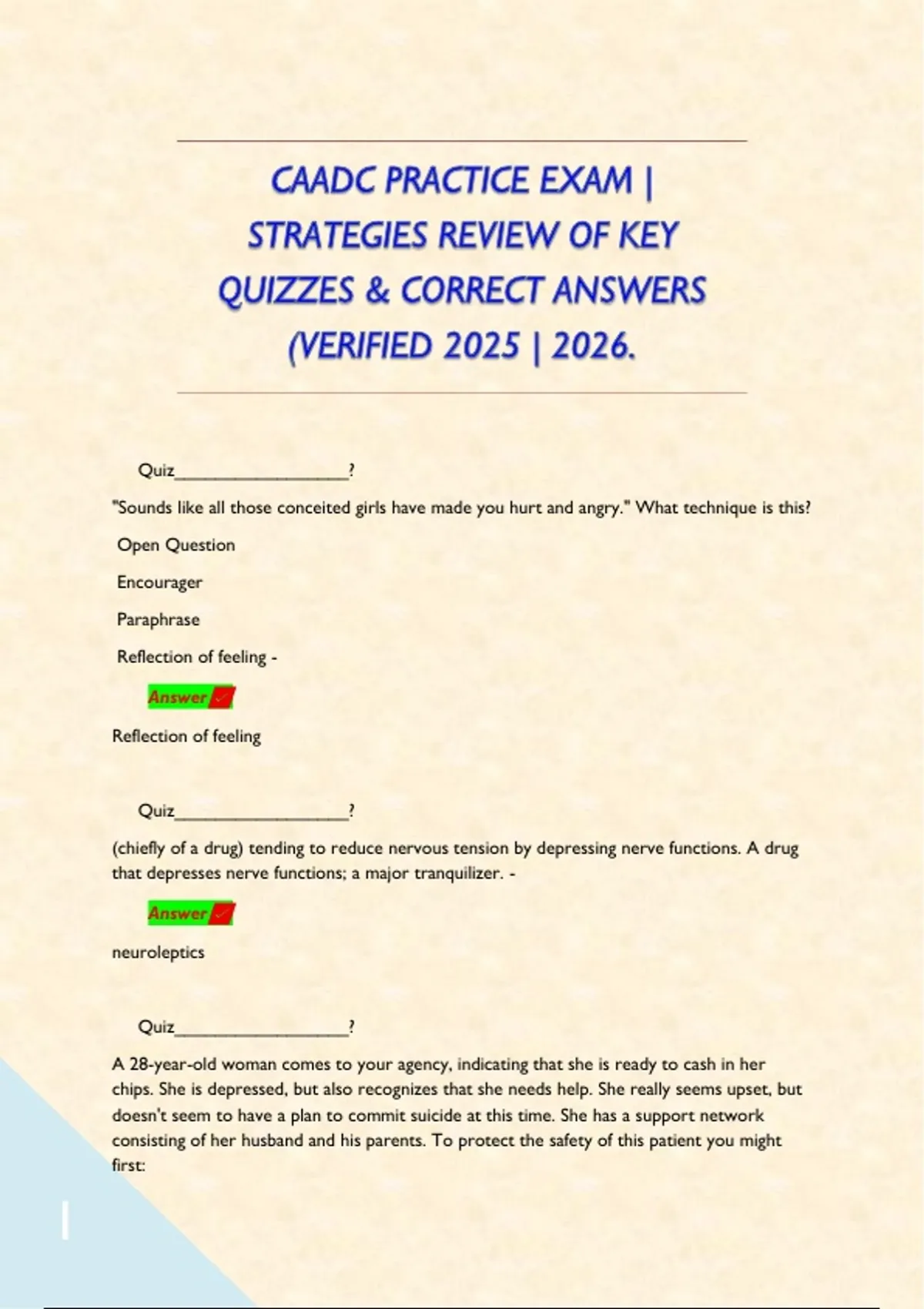 CAADC PRACTICE EXAM | STRATEGIES REVIEW OF KEY QUIZZES & CORRECT ...