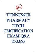 Tennessee Pharmacy Tech Certification Exam Questions and Answers 2022&sol;23- 100&percnt; Verified & A&plus; graded