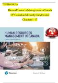 Test Bank for Human Resources Management in Canada 14th Edition Dessler &sol; All Chapters 1 - 17 &sol; Full Complete