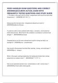 FOOD HANDLER EXAM QUESTIONS AND CORRECT ANSWERS&vert;ACCURATE ACTUAL EXAM WITH FREQUENTLY TESTED QUESTIONS AND STUDY GUIDE