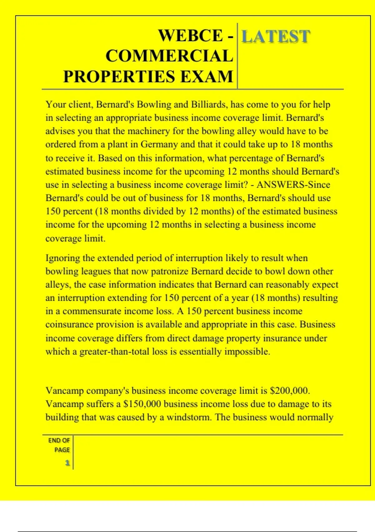 WEBCE - COMMERCIAL PROPERTIES EXAM QUESTIONS AND ANSWERS 2025 - WebCE ...