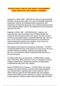 OCCUPATIONAL HEALTH AND SAFETY MANAGEMENT EXAM QUESTIONS AND CORRECT ANSWERS