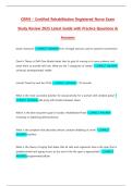CRRN &ndash; Certified Rehabilitation Registered Nurse Exam Study Review 2025 Latest Guide with Practice Questions & Answers&period;
