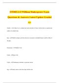 OTHELLO William Shakespeare Exam Questions & Answers Latest Update Graded A&plus;