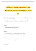 OTHELLO William Shakespeare Exam Questions & Answers Latest Update Graded A&plus;