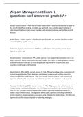Airport Management Exam 1 questions well answered graded A&plus;