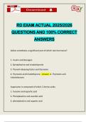 RD EXAM ACTUAL 2025&sol;2026 QUESTIONS AND 100&percnt; CORRECT ANSWERS