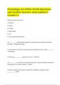 Psychology 201 Final Exam &ndash; Verified Questions & Answers &lpar;2025 Update &vert; Graded A&plus;&rpar;
