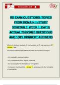 RD EXAM QUESTIONS&colon; TOPICS FROM DOMAIN 1 &lpar;STUDY SCHEDULE&colon; WEEK 1&comma; DAY 3&rpar; ACTUAL 2025&sol;2026 QUESTIONS AND 100&percnt; CORRECT ANSWERS
