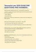 Toussaint Law 3220 EXAM ONE QUESTIONS AND ANSWERS