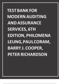 Test Bank for Modern Auditing and Assurance Services 6th Edition by Philomena Leung &lpar;Author&rpar;&comma; Paul Coram &lpar;Author&rpar;&comma; Barry J&period; Cooper &lpar;Author&rpar;&comma; Peter Richardson &lpar;Author&rpar; &lpar;All Chapters Covered&rpar; &lpar;Complete Guide with answers&rpar; &lpar;Graded A&plus;&rpar;