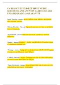 CA BRANCH 2 FIELD REP STUDY GUIDE QUESTIONS AND ANSWERS LATEST 2025-2026 UPDATE&vert; GRADE A&plus; GUARANTEE