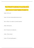 Post Pellet B Vocabulary Exam Questions And Answers Latest Update Graded A&plus;