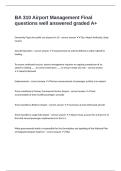 BA 310 Airport Management Final questions well answered graded A&plus;