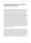 Research Methods Exam 2 questions well answered graded A&plus;