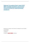 National Counseling Exam Latest 2025 With Complete Questions and Correct Answers&lpar;verified by experts&rpar;&vert;Already Graded A&plus;