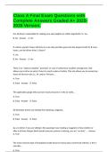 Class A Final Exam Questions with Complete Answers Graded A&plus; 2025-2026 Version&period;