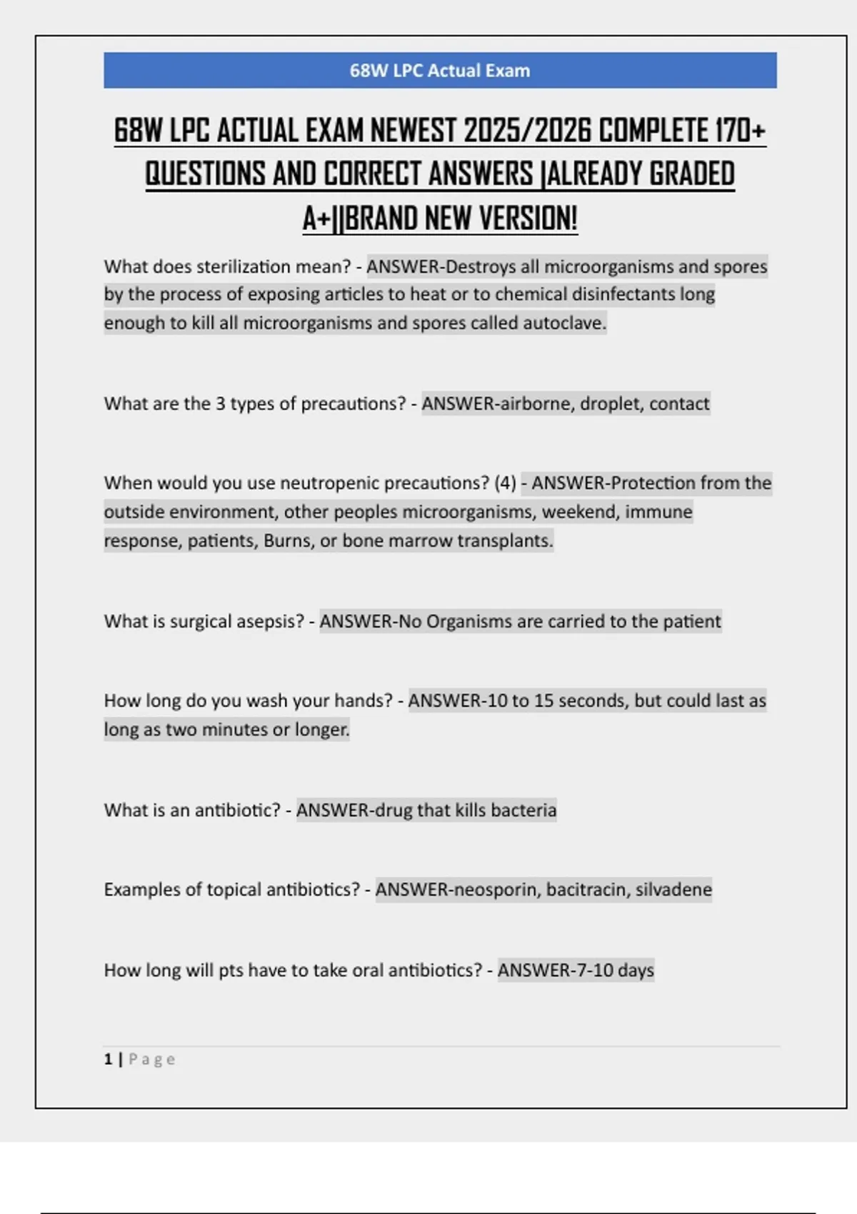 Example Lpc Question For Production 68W LPC ACTUAL EXAM NEWEST 2025/2026 COMPLETE 170+ QUESTIONS AND ...