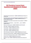 NC Plumbing License Exam Questions and Answers A&plus; Graded &lpar;2025&rpar;&period;