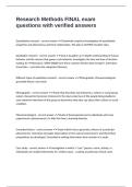 Research Methods FINAL exam questions with verified answers