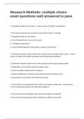 Research Methods- multiple choice exam questions well answered to pass