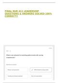 FINAL NUR 411 LEADERSHIP QUESTIONS & ANSWERS SOLVED 100&percnt; CORRECT&excl;&excl;