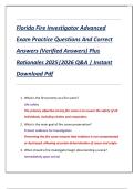 Florida Fire Investigator Advanced  Exam Practice Questions And Correct  Answers &lpar;Verified Answers&rpar; Plus  Rationales 2025&vert;2026 Q&A &vert; Instant  Download Pdf 