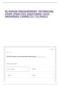 NJ RADON MEASUREMENT TECHNICIAN EXAM &lpar;PRACTICE QUESTIONS&rpar; 2025 ANSWERED CORRECTLY TO PASS&excl;&excl;