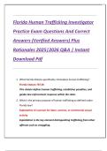 Florida Human Trafficking Investigator  Practice Exam Questions And Correct  Answers &lpar;Verified Answers&rpar; Plus  Rationales 2025&vert;2026 Q&A &vert; Instant  Download Pdf 