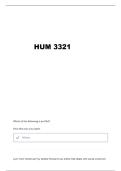 HUM 3321 FINAL QUIZZES 1-12 QUESTIONS AND VERIFIED ANSWERS