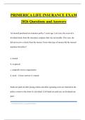 PRIMERICA LIFE INSURANCE EXAM 2026 Questions and Answers