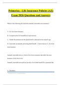 Primerica - Life Insurance Policies &lpar;AZ&rpar; Exam 2026 Questions and Answers