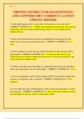 DRIVING INSTRUCTOR 145 QUESTIONS  AND ANSWERS 100&percnt; CORRECT &vert; LATEST  UPDATE 2025&sol;2026