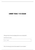 UWRF FDSC 110 QUESTIONS AND VERIFIED ANSWERS