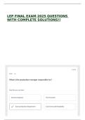 LEP FINAL EXAM 2025 QUESTIONS WITH COMPLETE SOLUTIONS&excl;&excl;