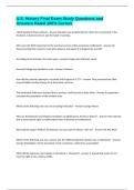 U&period;S&period; History Final Exam Study Questions and Answers Rated 100&percnt; Correct