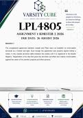 LPL4805 Assignment 1 &lpar;DETAILED ANSWERS&rpar; Semester 2 2026 - DISTINCTION GUARANTEED