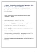 Grade 11 Biology Exam Review &sol; Real Questions with Correct Answers A&plus; Score Solutions&period;