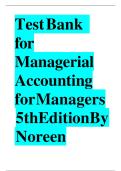 Test Bank for Managerial Accounting for Managers 5th Edition By Noreen