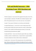 Life and Health Insurance - Ohio Licensing Exam 2026 Questions and Answers