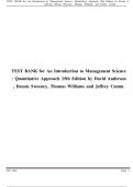 Test Bank for an Introduction to Management Science Quantitative Approach 15th Edition &lpar;Cengage&comma; 2018&rpar; by Anderson&comma; Sweeney and Thomas&comma; Isbn no&semi; 9781337406529&comma; all Chapters Covered