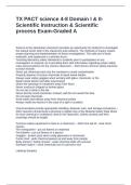 TX PACT science 4-8 Domain I & II- Scientific Instruction & Scientific process Exam-Graded A