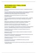 MICROBIOLOGY FINAL EXAM CORRECT 100&percnt;