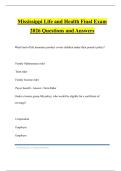 Mississippi Life and Health Final Exam 2026 Questions and Answers