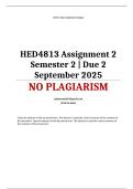 HED4813 Assignment 2 Semester 2 &vert; Due 2 September 2025